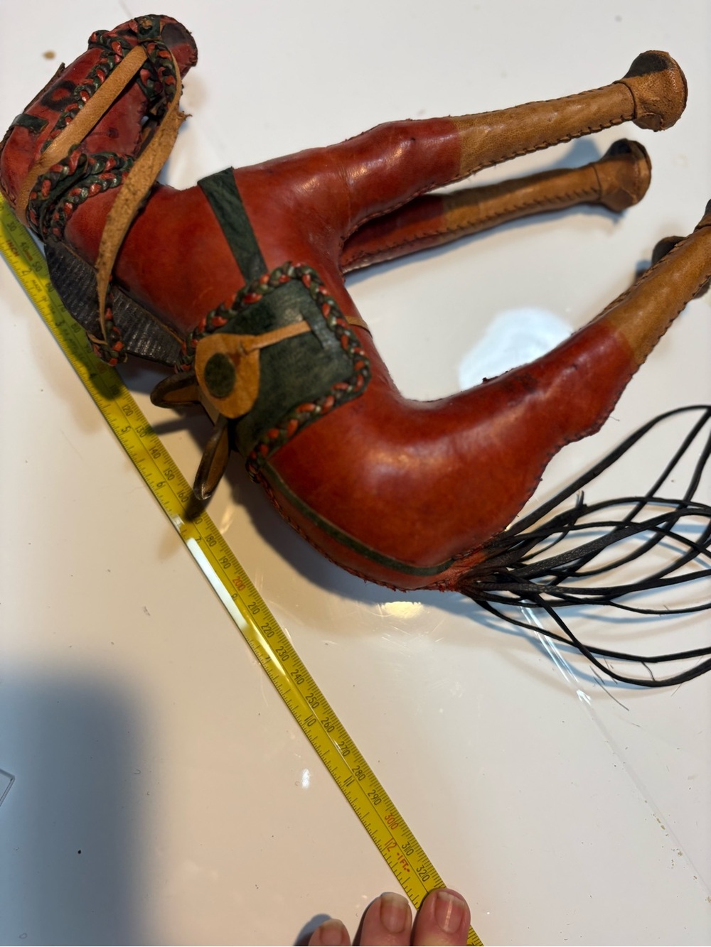 vintage leather-wrapped horse figurine style of folk art decorative collectible - Picture 10 of 11